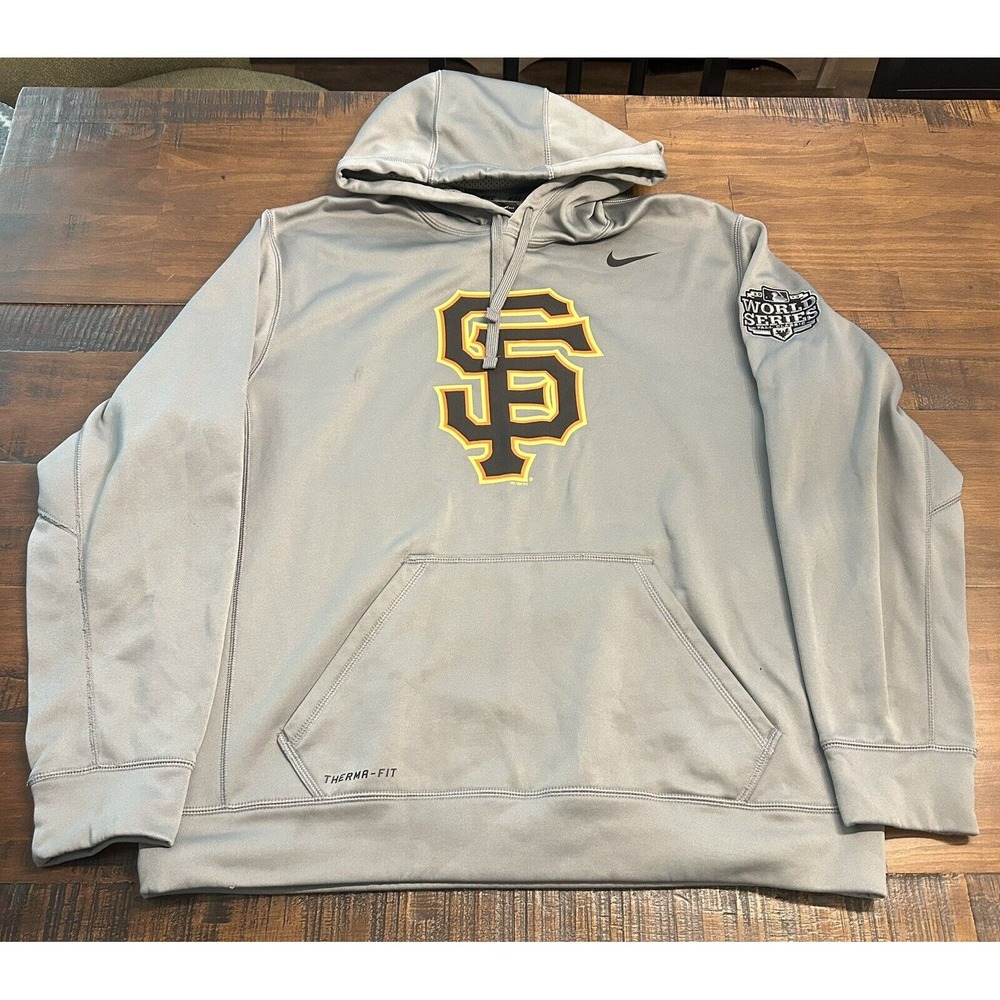 Nike‎ San Francisco Giants Hoodie Mens L Gray World Series Champs '12 Therma-Fit